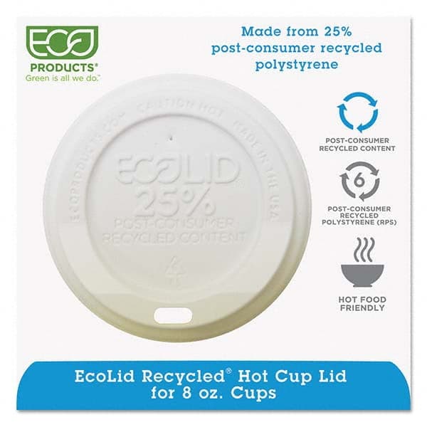 ECO PRODUCTS - EcoLid 25% Recy Content Hot Cup Lid, White, Fits 8 oz Hot Cups, 100/PK, 10 PK/CT - All Tool & Supply