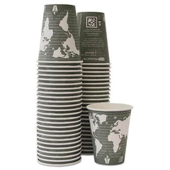 ECO PRODUCTS - World Art Renewable/Compostable Hot Cups, 12 oz, Gray, 50/Pack,10 Pack/Carton - All Tool & Supply