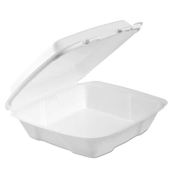 DART - Foam Hinged Lid Container, 1-Comp, 9 x 9 2/5 x 3, White, 100/Bag, 2 Bag/Carton - All Tool & Supply