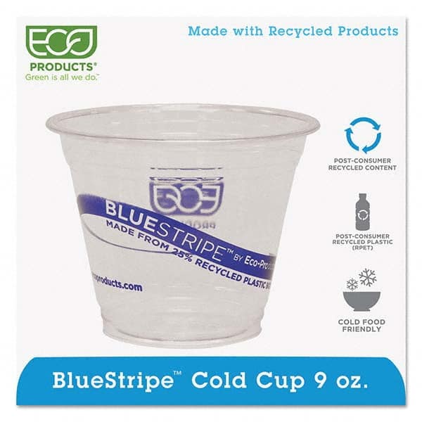 ECO PRODUCTS - BlueStripe 25% Recycled Content Cold Cups, 9 oz, Clear/Blue, 50/Pk, 20 Pk/Ct - All Tool & Supply