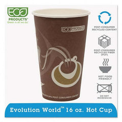 ECO PRODUCTS - Evolution World 24% Recycled Content Hot Cups - 16 oz, 50/PK, 20 PK/CT - All Tool & Supply