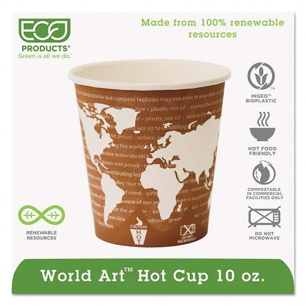 ECO PRODUCTS - World Art Renewable Compostable Hot Cups, 10 oz, 50/PK, 20 PK/CT - All Tool & Supply