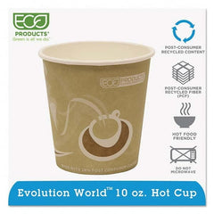 ECO PRODUCTS - Evolution World 24% Recycled Content Hot Cups - 10 oz, 50/PK, 20 PK/CT - All Tool & Supply