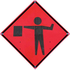 VizCon - "Flagger Ahead," 36" Wide x 36" High Vinyl Construction Roadway Sign - All Tool & Supply