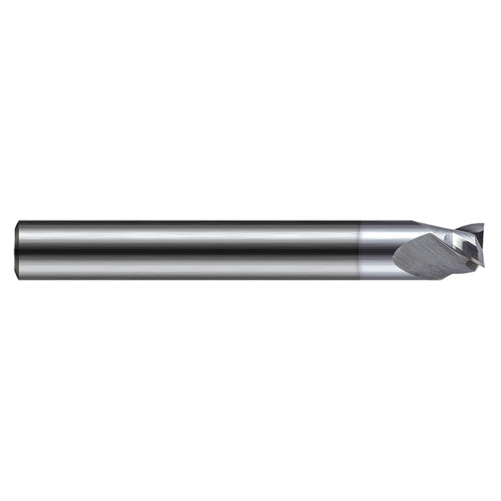 Corner Radius End Mill: 0.21″ Dia, 0.118″ LOC, 0.005″ Radius, 3 Flutes, Solid Carbide 2-1/2″ OAL, 1/4″ Shank Dia, 35 ° Helix, TiB2 Coated, Corner Radius End