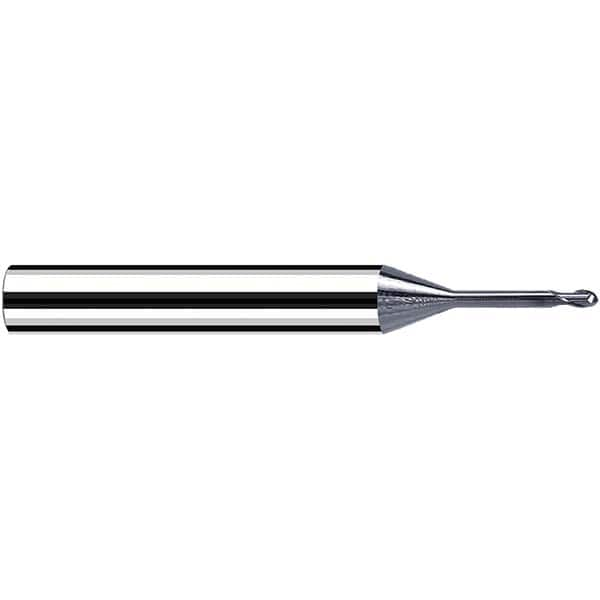 Fraisa - 2mm Diam, 2mm LOC, 2 Flute Solid Carbide Ball End Mill - All Tool & Supply