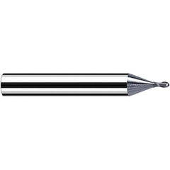 Fraisa - 0.5mm Diam, 0.5mm LOC, 2 Flute Solid Carbide Ball End Mill - All Tool & Supply