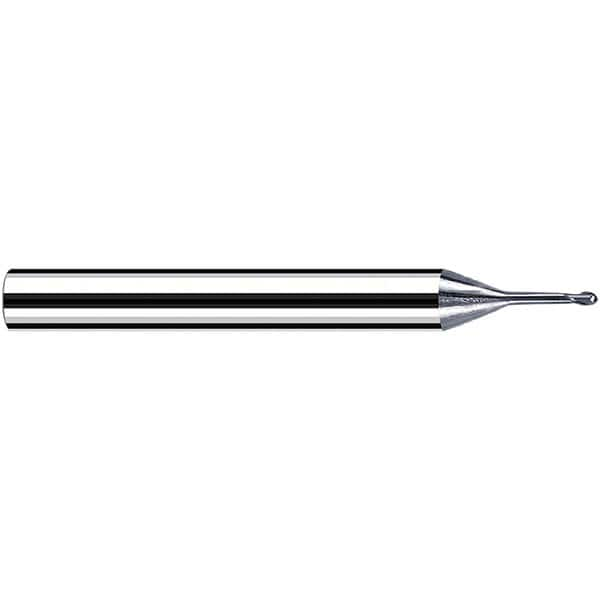 Fraisa - 0.8mm Diam, 0.65mm LOC, 2 Flute Solid Carbide Ball End Mill - All Tool & Supply