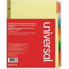 UNIVERSAL - Tabs, Indexes & Dividers Indexes & Divider Type: Customizable Size: 8-1/2 x 11 - All Tool & Supply