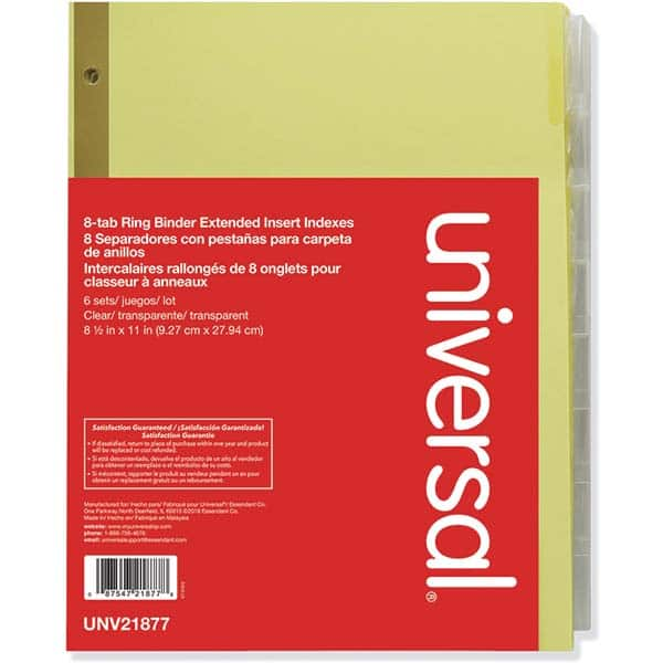 UNIVERSAL - Tabs, Indexes & Dividers Indexes & Divider Type: Customizable Size: 8-1/2 x 11 - All Tool & Supply