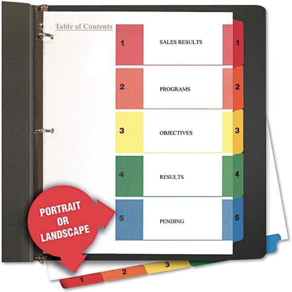 UNIVERSAL - Tabs, Indexes & Dividers Indexes & Divider Type: Preprinted Numeric Size: 8-1/2 x 11 - All Tool & Supply