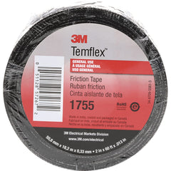 3M - Glass Cloth Tape; Width (Inch): 2 ; Material Type: Cotton ; Color: Black ; Adhesive Material: Rubber ; Series: 1755 ; Thickness (mil): 13 - Exact Industrial Supply