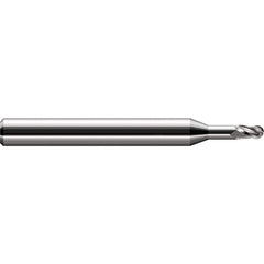 Ball End Mill: 0.093″ Dia, 0.14″ LOC, 3 Flute, Solid Carbide 2-1/2″ OAL, 1/8″ Shank Dia, 30 ° Helix, Uncoated, Single End