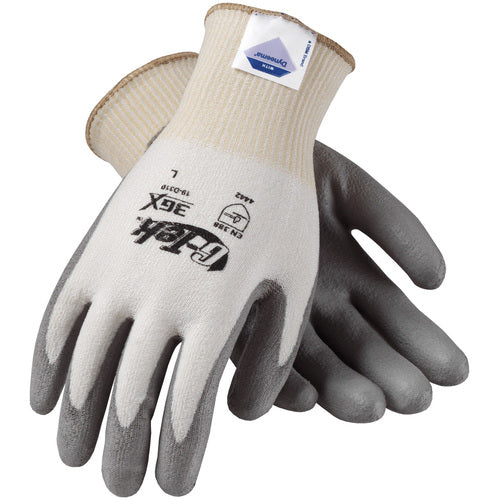 ‎19-D310/XS Coated Gloves - G-Tek 3GX Dyneema Diamond - 13G White Shell -  Gray PU Smooth Grip -  A3