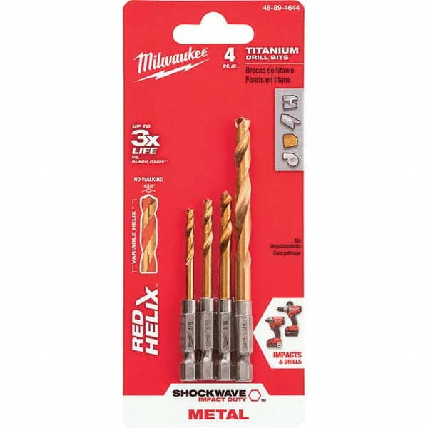 Milwaukee Tool - Drill Bit Sets; System of Measurement: Inch ; Drill Bit Material: Titanium ; Drill Bit Set Type: Jobber Length Drill Bits ; Minimum Drill Bit Size (Inch): 1/8 ; Maximum Drill Bit Size (Inch): 1/4 ; Drill Point Angle: 135 - Exact Industrial Supply