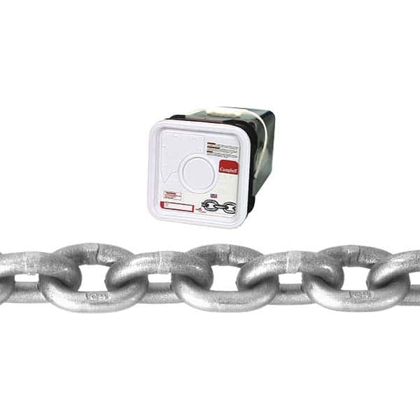 Campbell - Welded Chain; Chain Grade: 43 ; Trade Size: 5/16 ; Load Capacity (Lb.): 3900.000 ; Finish/Coating: Galvanized ; Type: Welded ; Length (Feet): 60 - Exact Industrial Supply