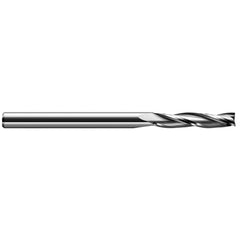 Square End Mill: 5/32'' Dia, 3/4'' LOC, 3/16'' Shank Dia, 3'' OAL, 3 Flutes, Solid Carbide Single End, Uncoated, Upcut Flute, 22 ° Helix, RH Cut, RH Flute