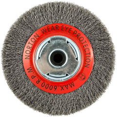 Norton - 6" OD, 5/8" Arbor Hole, Crimped Carbon Wheel Brush - All Tool & Supply