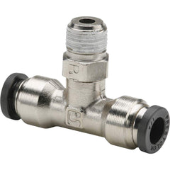 Parker - Metal Push-To-Connect Tube Fittings Type: Male Swivel Branch Tee Tube Outside Diameter (Inch): 1/4 - All Tool & Supply