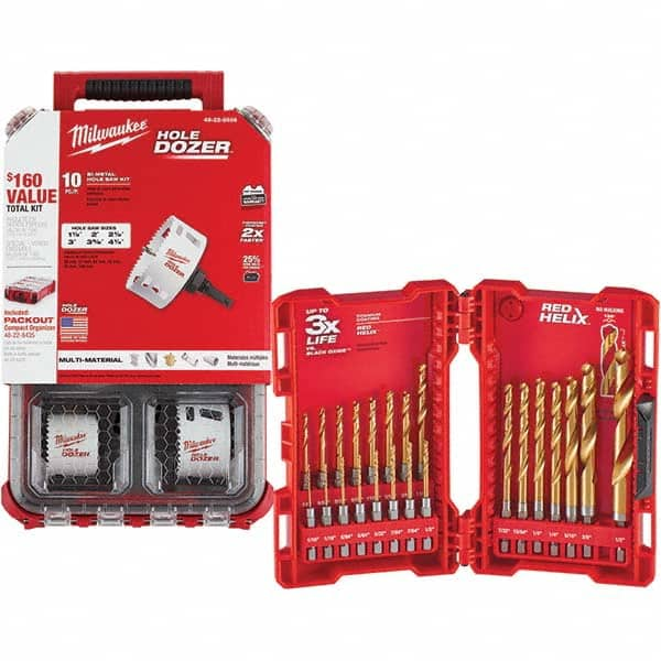 Milwaukee Tool - Hole Saw Kits Minimum Saw Diameter (Inch): 1-1/2 Maximum Saw Diameter (Inch): 4-1/4 - All Tool & Supply