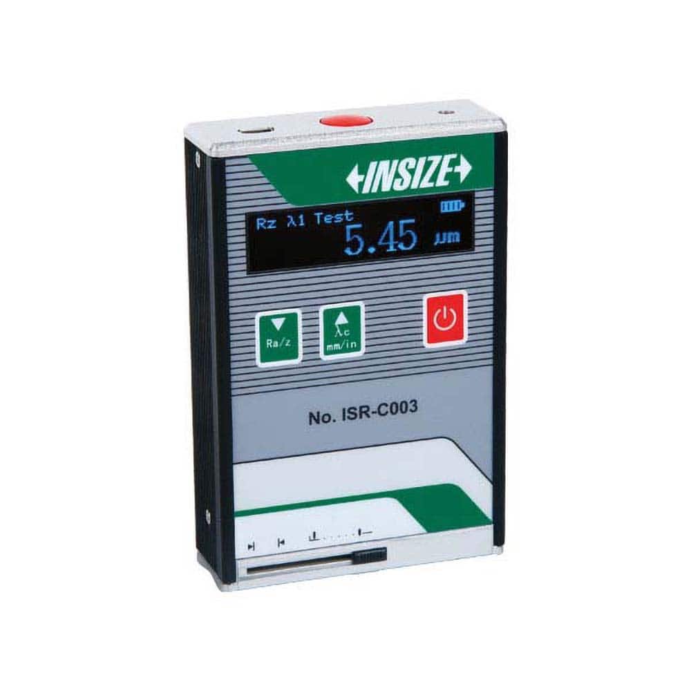 Insize USA LLC - Surface Roughness Gages; Roughness Parameter Type: Ra; R; Rq; Rt ; Stylus Tip Radius (micro Inch): 393.0000 ; Display Type: LCD ; Power Supply Type: AC Adapter ; Battery Type: Rechargeable ; Includes: Main Unit, Standard Probe, AC/DC Ada - Exact Industrial Supply