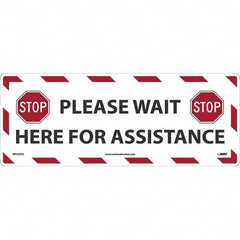 NMC - "STOP! - Please Wait Here for Assistance" Adhesive-Backed Floor Sign - All Tool & Supply