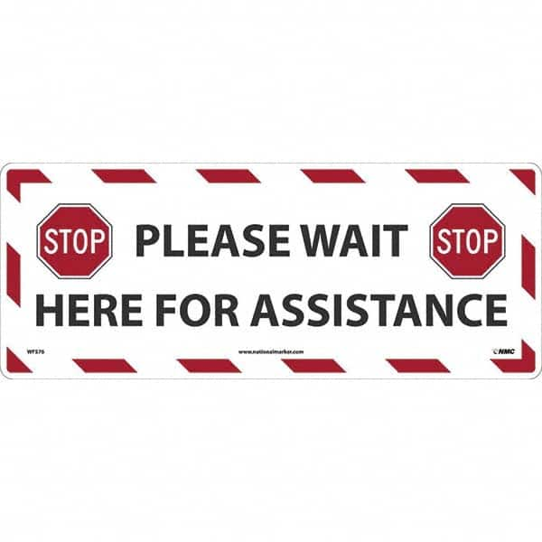 NMC - "STOP! - Please Wait Here for Assistance" Adhesive-Backed Floor Sign - All Tool & Supply