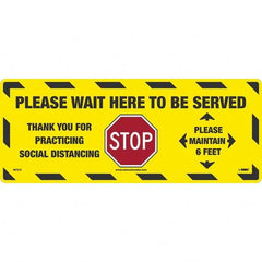 NMC - "STOP! - Please Wait Here to Be Served" Adhesive-Backed Floor Sign - All Tool & Supply