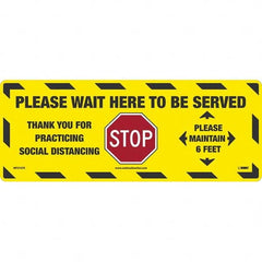 NMC - "STOP! - Please Wait Here to Be Served" Adhesive-Backed Floor Sign - All Tool & Supply