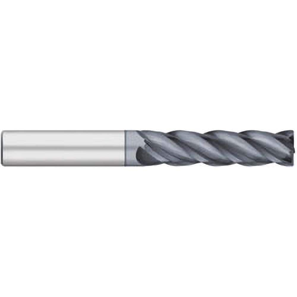 Corner Radius End Mill: 5/16″ Dia, 1-1/8″ LOC, 0.03″ Radius, 4 Flutes, Solid Carbide 3″ OAL, 5/16″ Shank Dia, 38 ° Helix, AlCromax Coated, Corner Radius End, Centercutting