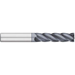 Corner Radius End Mill: 5/16″ Dia, 1-1/8″ LOC, 0.03″ Radius, 4 Flutes, Solid Carbide 3″ OAL, 5/16″ Shank Dia, 38 ° Helix, AlCromax Coated, Corner Radius End, Centercutting