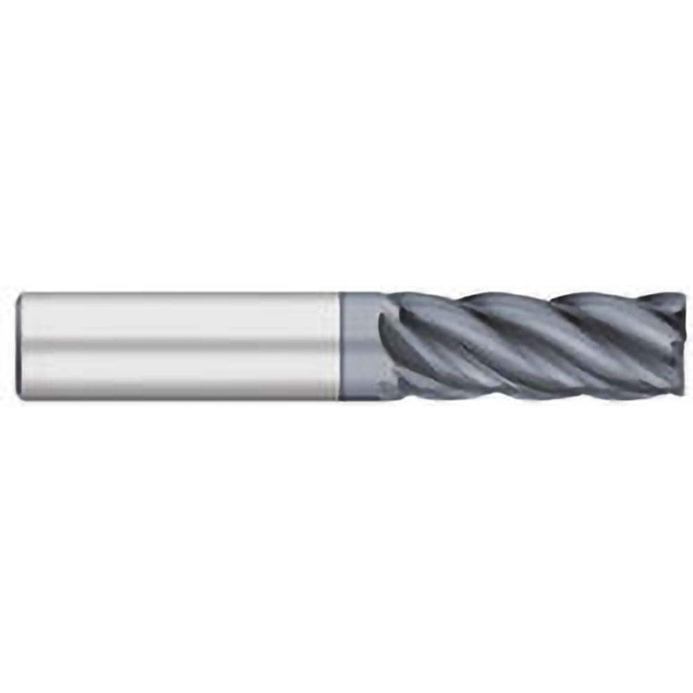 Corner Radius End Mill: 1/8″ Dia, 1/2″ LOC, 0.02″ Radius, 5 Flutes, Solid Carbide 2″ OAL, 1/8″ Shank Dia, 38 ° Helix, AlCromax Coated, Corner Radius End, Centercutting