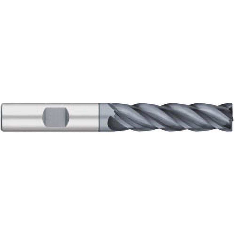 Corner Radius End Mill: 1/2″ Dia, 2″ LOC, 0.03″ Radius, 4 Flutes, Solid Carbide 4″ OAL, 1/2″ Shank Dia, 38 ° Helix, AlCromax Coated, Corner Radius End, Centercutting