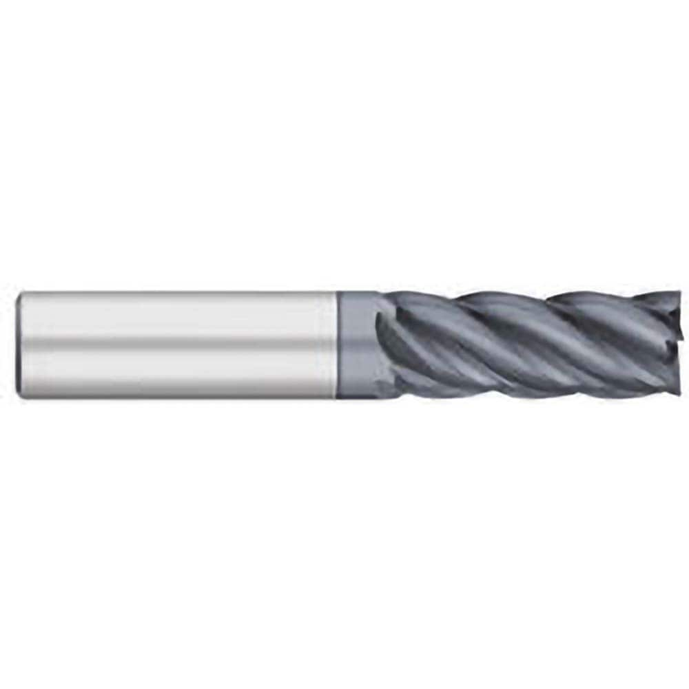 Square End Mill: 3/8'' Dia, 1'' LOC, 3/8'' Shank Dia, 2-1/2'' OAL, 5 Flutes, Solid Carbide Single End, AlCrO-MAX Finish, Upcut Flute, 38 ° Helix, Centercutting, RH Cut, RH Flute