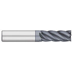 Square End Mill: 5/16'' Dia, 13/16'' LOC, 5/16'' Shank Dia, 2-1/2'' OAL, 5 Flutes, Solid Carbide Single End, AlCrO-MAX Finish, Upcut Flute, 38 ° Helix, Centercutting, RH Cut, RH Flute