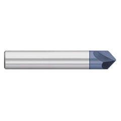 Titan USA - Chamfer Mills; Cutter Head Diameter (Inch): 3/8 ; Included Angle B: 49 ; Included Angle A: 82 ; Chamfer Mill Material: Solid Carbide ; Chamfer Mill Finish/Coating: AlTiN ; Overall Length (Inch): 2-1/2 - Exact Industrial Supply