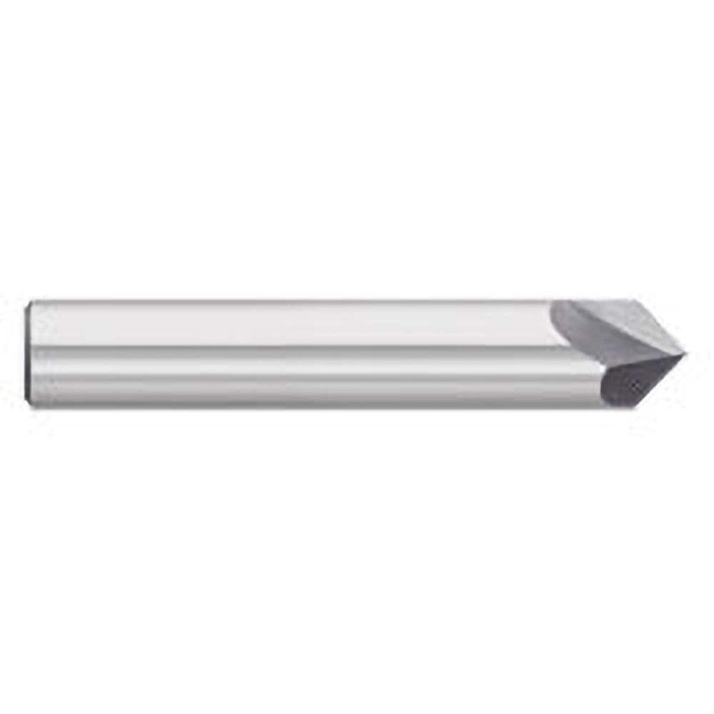 Titan USA - Chamfer Mills; Cutter Head Diameter (Inch): 1/8 ; Included Angle B: 45 ; Included Angle A: 90 ; Chamfer Mill Material: Solid Carbide ; Chamfer Mill Finish/Coating: Uncoated ; Overall Length (Inch): 1-1/2 - Exact Industrial Supply