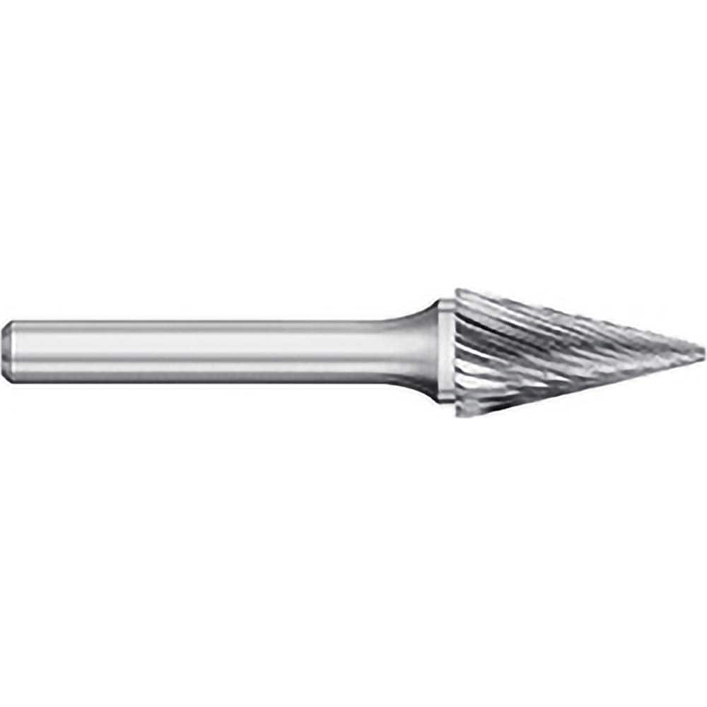 Titan USA - Burrs; Head Shape: Cone ; Industry Specification: SM-4 ; Tooth Style: Single Cut ; Cutting Diameter (Inch): 3/8 ; Cutting Diameter (Decimal Inch): 0.3750 ; Shank Diameter (Inch): 1/4 - Exact Industrial Supply