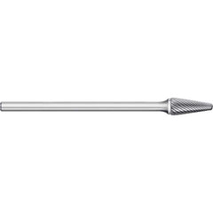 Titan USA - Burrs; Head Shape: Taper w/Radius End ; Industry Specification: SL-42L2 ; Tooth Style: Single Cut ; Cutting Diameter (Inch): 1/8 ; Cutting Diameter (Decimal Inch): 0.1250 ; Shank Diameter (Inch): 1/8 - Exact Industrial Supply