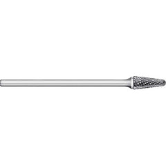 Titan USA - Burrs; Head Shape: Taper w/Radius End ; Industry Specification: SL-3L6 ; Tooth Style: Double Cut ; Cutting Diameter (Inch): 3/8 ; Cutting Diameter (Decimal Inch): 0.3750 ; Shank Diameter (Inch): 1/4