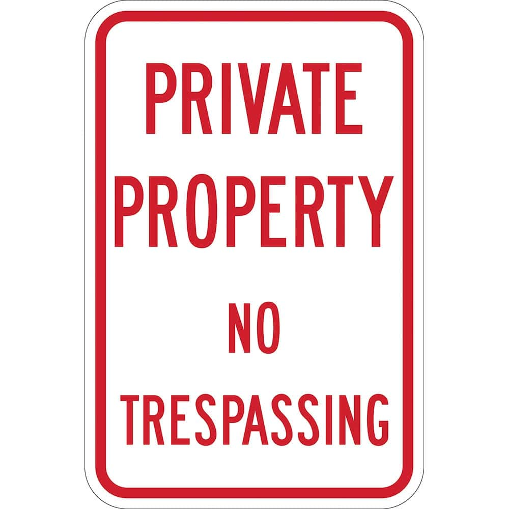 Lyle Signs - Traffic & Parking Signs; MessageType: Warning & Safety Reminder Signs ; Message or Graphic: Message Only ; Legend: Private Property No Trespassing ; Graphic Type: None ; Reflectivity: Reflective; High Intensity ; Material: Aluminum - Exact Industrial Supply