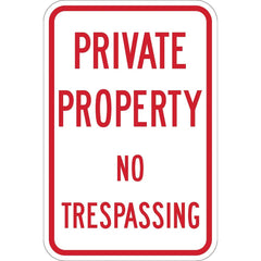 Lyle Signs - Traffic & Parking Signs; MessageType: Warning & Safety Reminder Signs ; Message or Graphic: Message Only ; Legend: Private Property No Trespassing ; Graphic Type: None ; Reflectivity: Reflective; High Intensity ; Material: Aluminum - Exact Industrial Supply