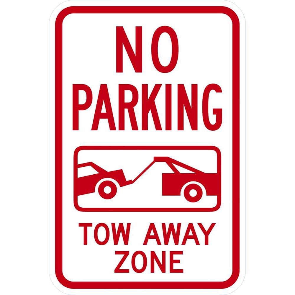 Lyle Signs - Traffic & Parking Signs; MessageType: No Parking & Tow Away Signs ; Message or Graphic: Message & Graphic ; Legend: No Parking Tow Away Zone ; Graphic Type: Tow Truck w/Car ; Reflectivity: Reflective; Engineer Grade ; Material: Aluminum - Exact Industrial Supply