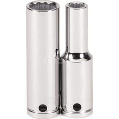 Hand Socket: 1/2″ Drive, 1-1/4″ Socket, 12-Point 3-1/32″ OAL, Polished Chrome