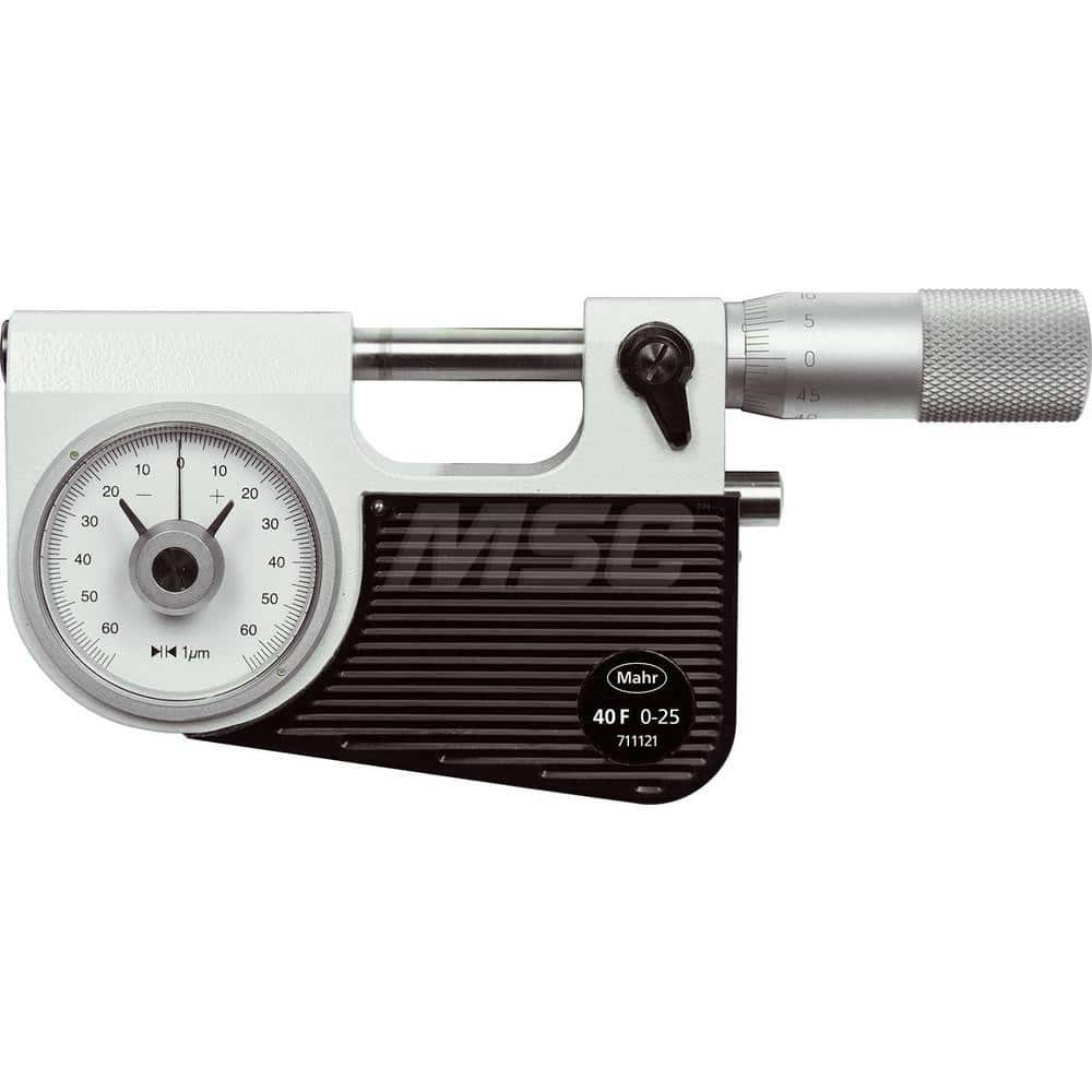 Mahr - Mechanical Indicating Micrometers; Minimum Measurement (Inch): 0 ; Minimum Measurement (mm): 0 ; Minimum Measurement (Decimal Inch): 0 ; Maximum Measurement (Inch): 0.9800 ; Maximum Measurement (Decimal Inch): 0.9800 ; Maximum Measurement (mm): 25 - Exact Industrial Supply