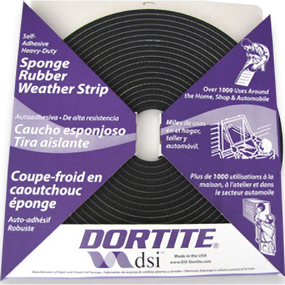 DSI - Weatherstripping; Type: Open Cell Sponge Rubber Tape w/PSA ; Length (Decimal Inch): 600 ; Width (Inch): 3/8 ; Door Thickness: 7/16 (Inch); Material: Natural Open Cell Rubber w/PSA - Exact Industrial Supply