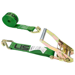 US Cargo Control - Slings & Tiedowns (Load-Rated); Type: Ratchet Tie Down ; Length (Feet): 12 ; Basket Capacity (Lb.): 3333 ; Material: Polyester ; Color: Green - Exact Industrial Supply