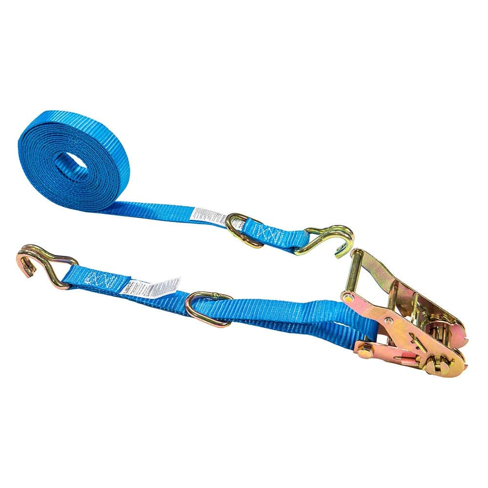 US Cargo Control - Slings & Tiedowns (Load-Rated); Type: Ratchet Tie Down ; Length (Feet): 20 ; Basket Capacity (Lb.): 440 ; Material: Polyester ; Color: Blue - Exact Industrial Supply