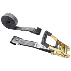 US Cargo Control - Slings & Tiedowns (Load-Rated); Type: Ratchet Tie Down ; Length (Feet): 18 ; Basket Capacity (Lb.): 3333 ; Material: Polyester ; Color: Black - Exact Industrial Supply