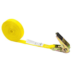 US Cargo Control - Slings & Tiedowns (Load-Rated); Type: Ratchet Tie Down ; Length (Feet): 20 ; Basket Capacity (Lb.): 500 ; Material: Polyester ; Color: Yellow - Exact Industrial Supply